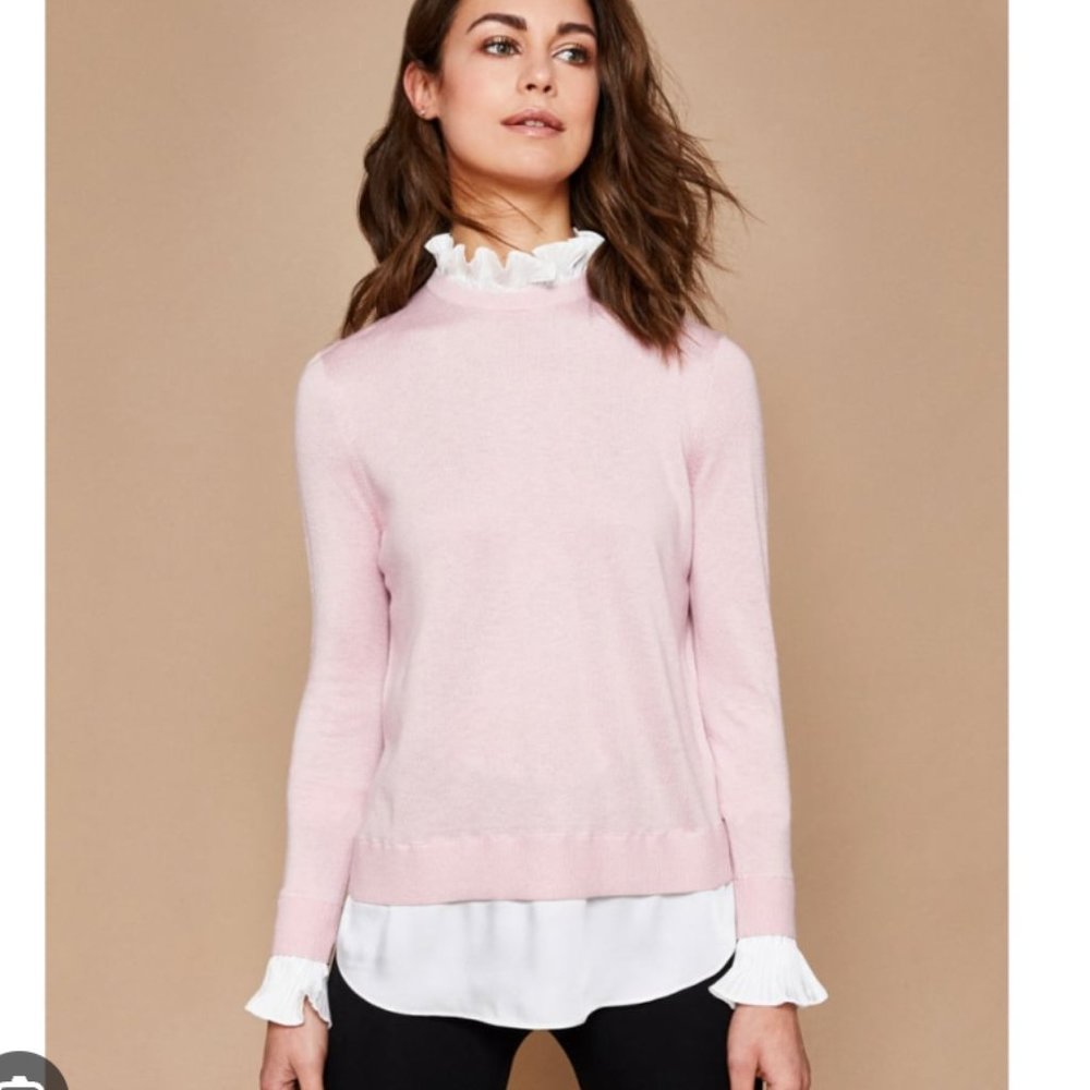 Ted Baker Kaarina pink Pleated neck mockable sweater size 2 PLEASE READ - Picture 1 of 13